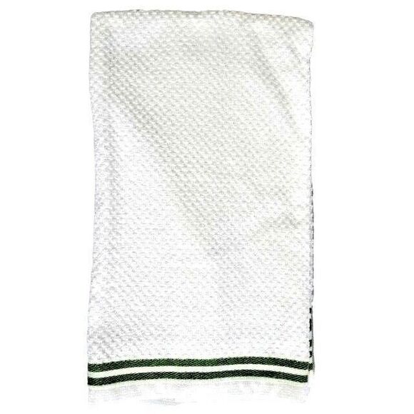 Retro Camper Kitchen Towel Applique Trailer White Green Stripes Cotton Gift NEW - Picture 2 of 3